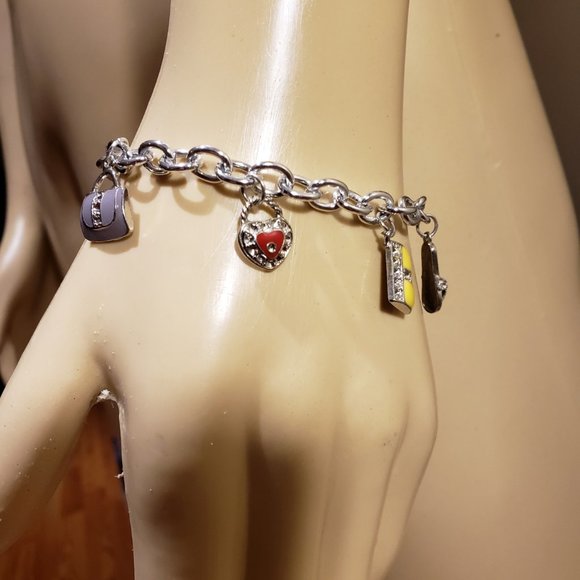 Colourful purse and shoe handmade charm bracelet - Picture 2 of 2